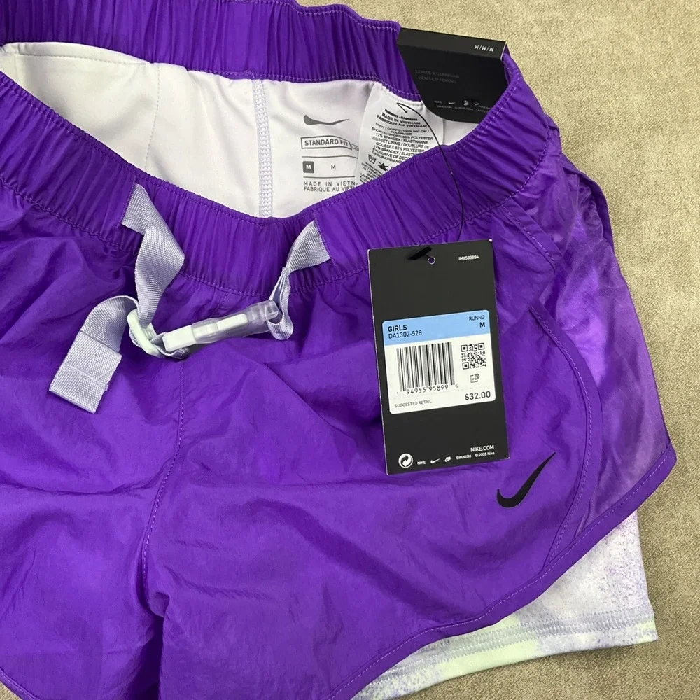 Nike Tempo Shorts 2-in-1 Training Athletic Lined Belted DA1302 Girls Sz M NWT‎